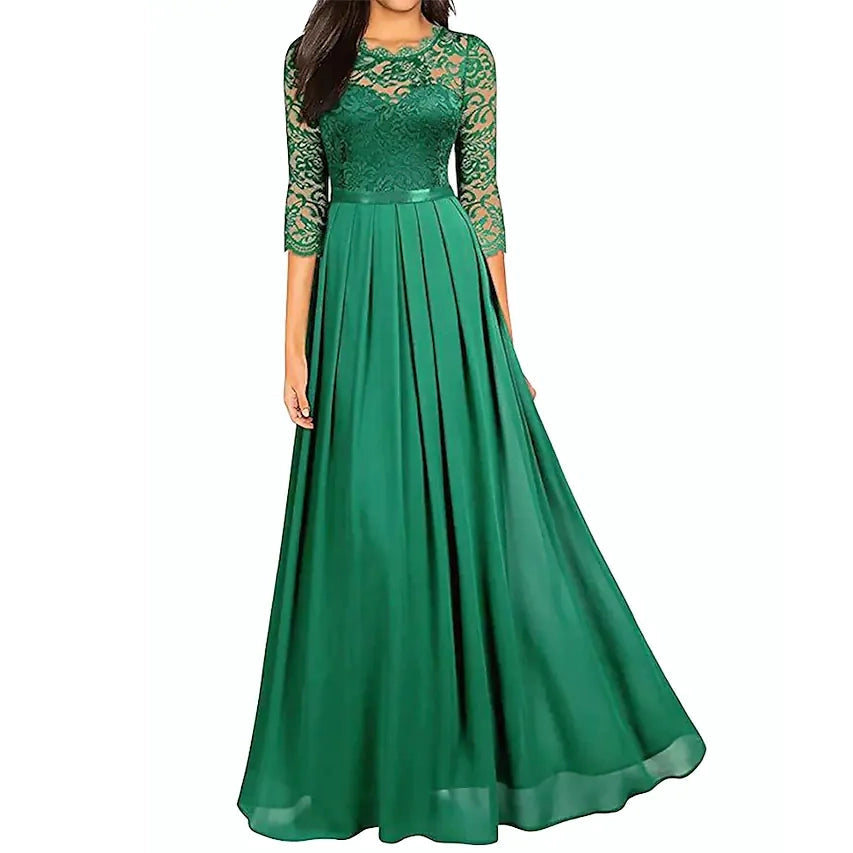 Women‘s Formal Party Lace Long Maxi Dress Women's Dresses Green S - DailySale