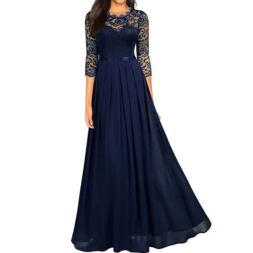 Women‘s Formal Party Lace Long Maxi Dress Women's Dresses Navy S - DailySale