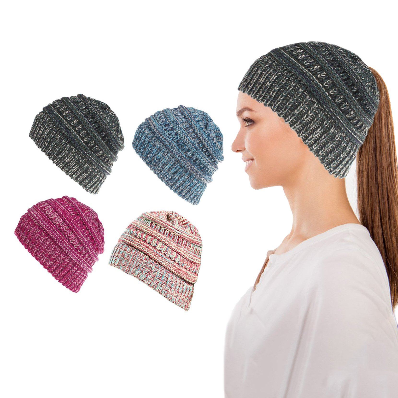 Women's Fun Warm Winter Ponytail Beanie Hat Cap Women's Shoes & Accessories - DailySale