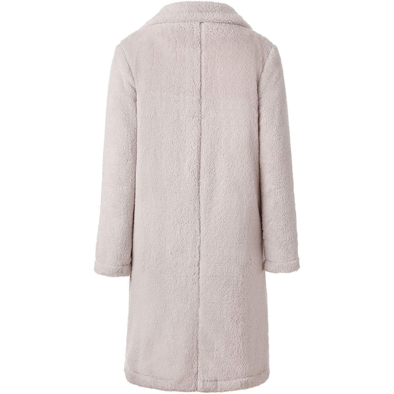 Women's Fuzzy Fleece Lapel Open Front Long Cardigan Coat
