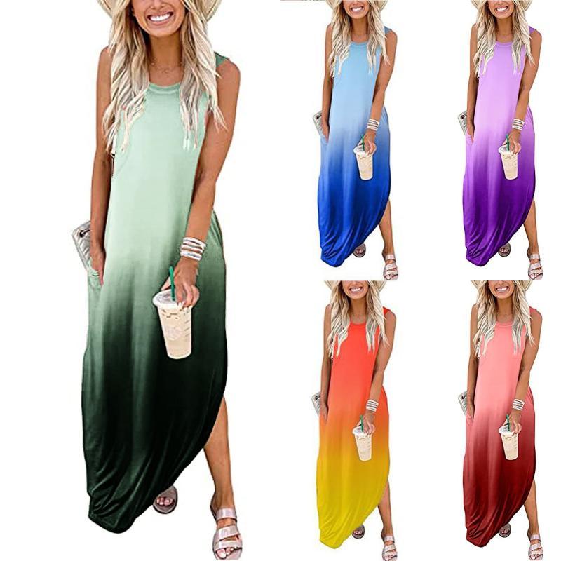 Women's Gradient Color Casual Loose Long Dress Women's Dresses - DailySale