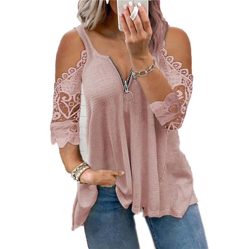 Women's Half Sleeve V Neck Sexy Top Women's Tops Pink S - DailySale