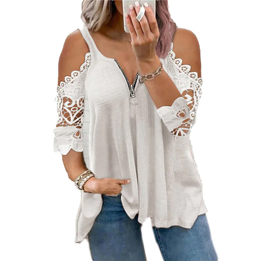 Women's Half Sleeve V Neck Sexy Top Women's Tops White S - DailySale