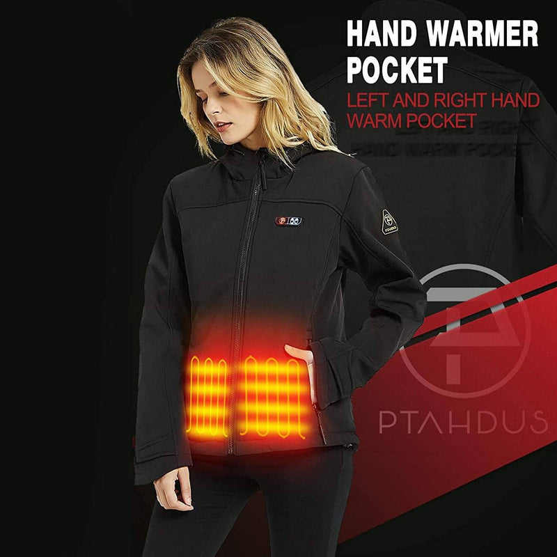 Women’s Heated Jacket Soft Shell with Hand Warmer Women's Clothing - DailySale