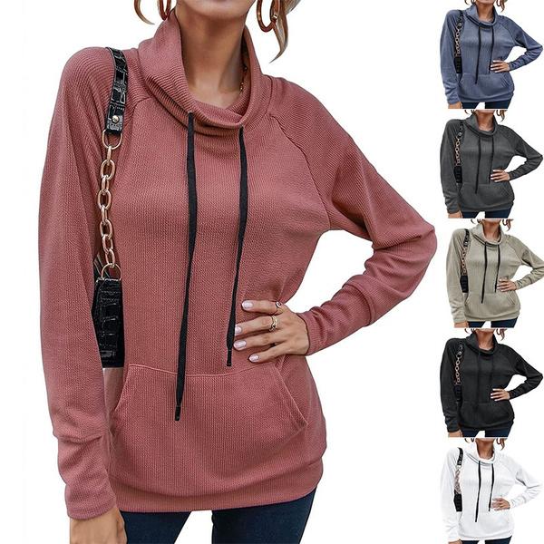 Women's High Collar Long Sleeve Lace Loose Pullover Top Hoodie Women's Tops - DailySale