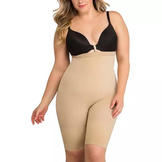 Women's High Mid-Thigh Body Shaper With Instant Bra Fasteners Women's Clothing Beige S/M - DailySale