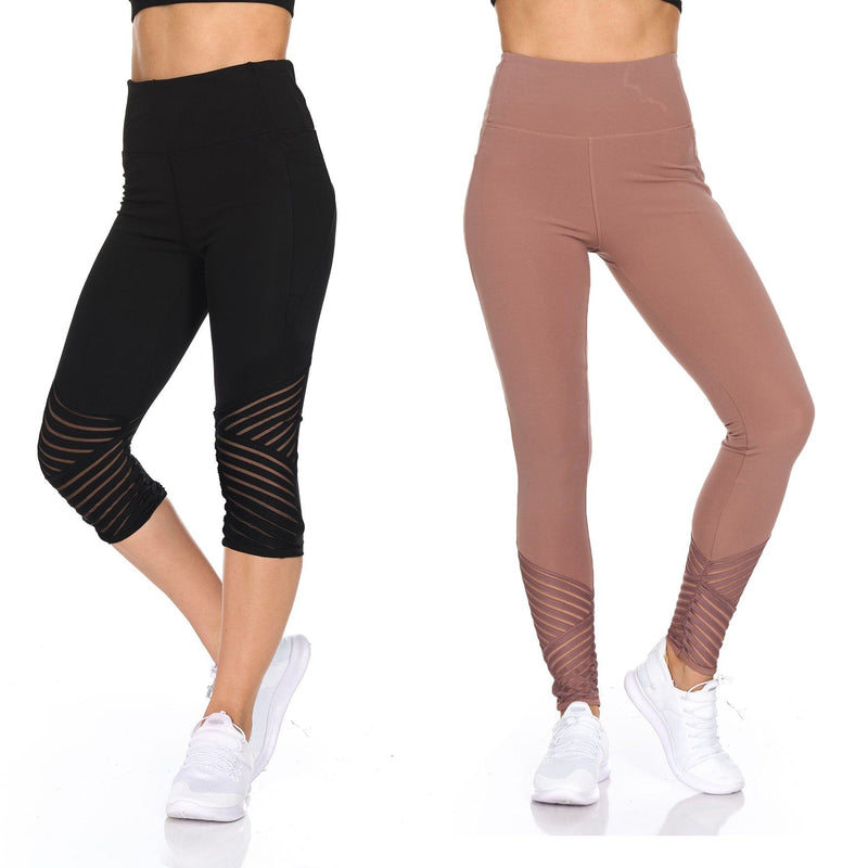Women's High Waist Active Leggings With Motto Mesh Detail Women's Clothing - DailySale