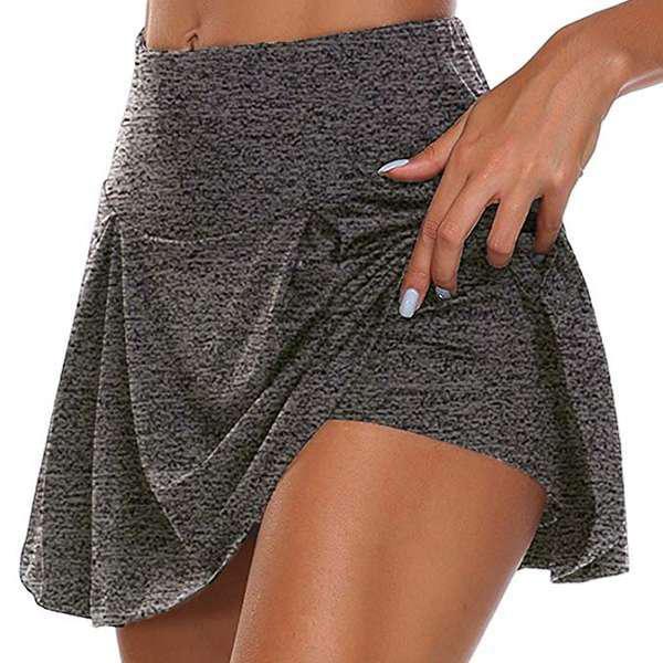 Women's High Waist Active Skirt With Built-In Shorts Women's Clothing M Gray - DailySale