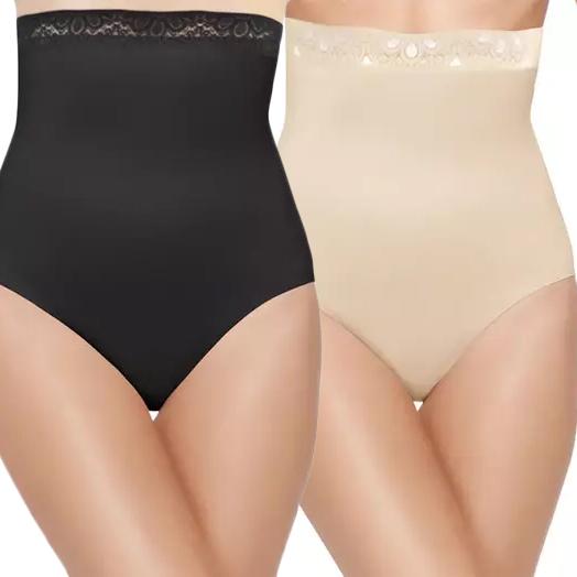 Women's High-Waist Brief Lightweight Shaper with Lace Trim Women's Clothing - DailySale