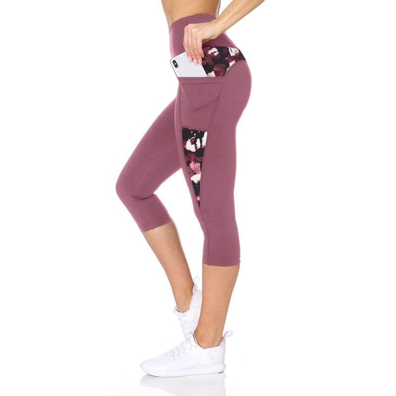 Women's High Waist Capri With Floral Print & Pockets Women's Clothing - DailySale