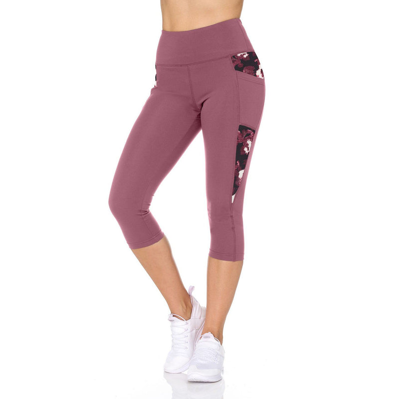 Women's High Waist Capri With Floral Print & Pockets Women's Clothing S - DailySale