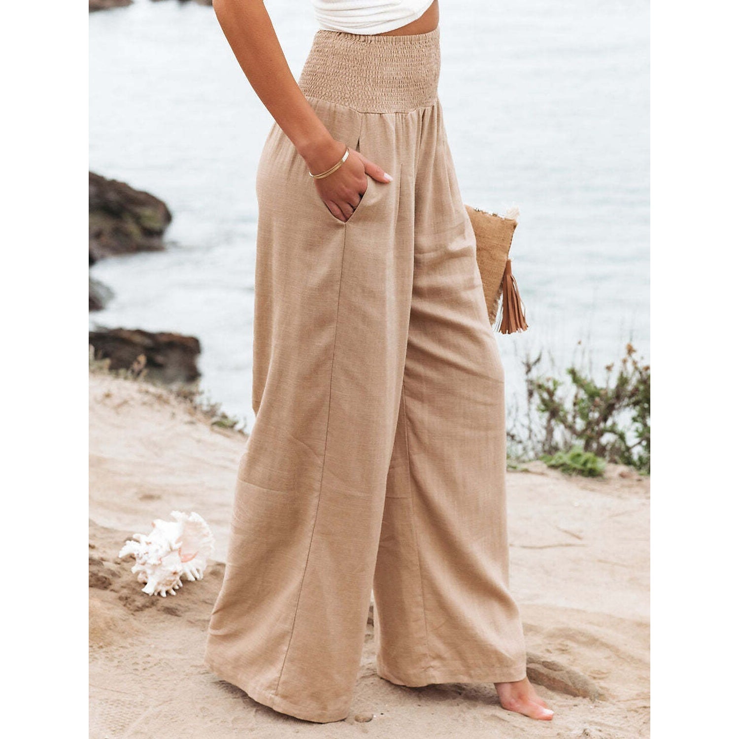 Women's High Waist Loose Wide Leg Pants Women's Bottoms - DailySale