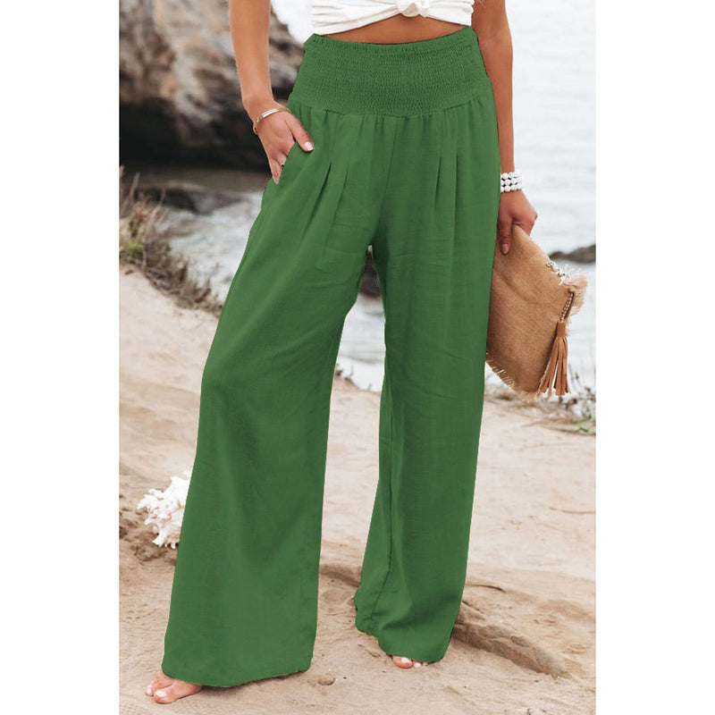 Women's High Waist Loose Wide Leg Pants Women's Bottoms Green S - DailySale