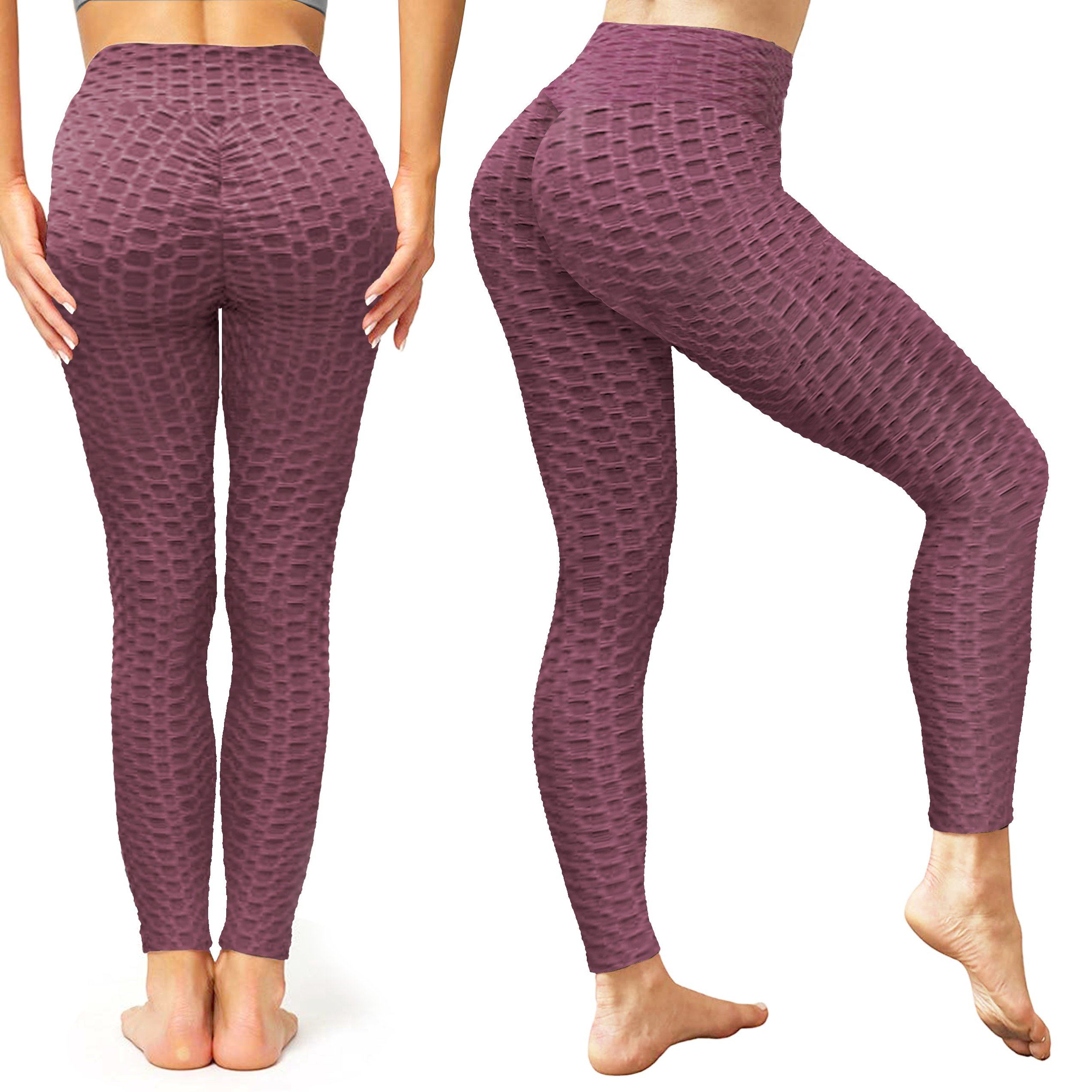 Women's High-Waist Tik-tok Booty Leggings Women's Clothing Plum M - DailySale