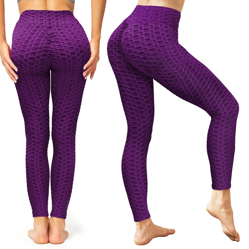 Women's High-Waist Tik-tok Booty Leggings Women's Clothing Purple M - DailySale