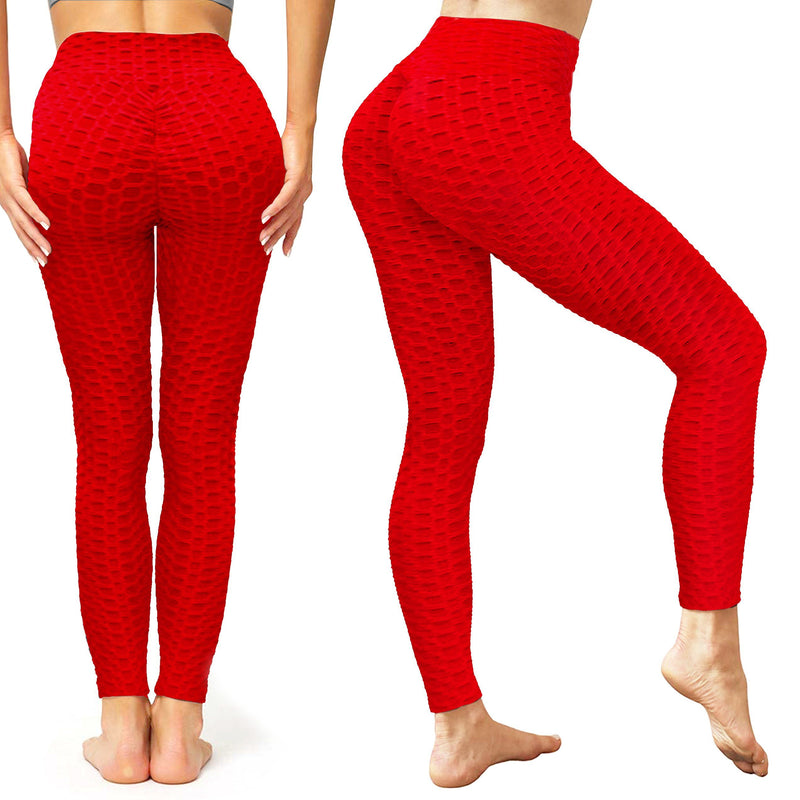 Women's High-Waist Tik-tok Booty Leggings Women's Clothing Red M - DailySale