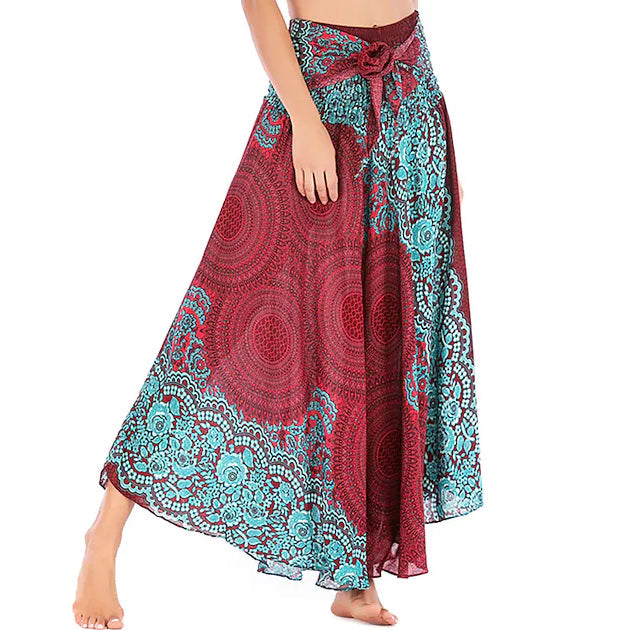 Women's High Waist Yoga Skirt Gypsy Dress Women's Dresses Burgundy - DailySale