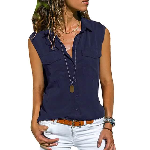 Women's Hiking Vest Sleeveless Top Women's Tops Navy Blue S - DailySale
