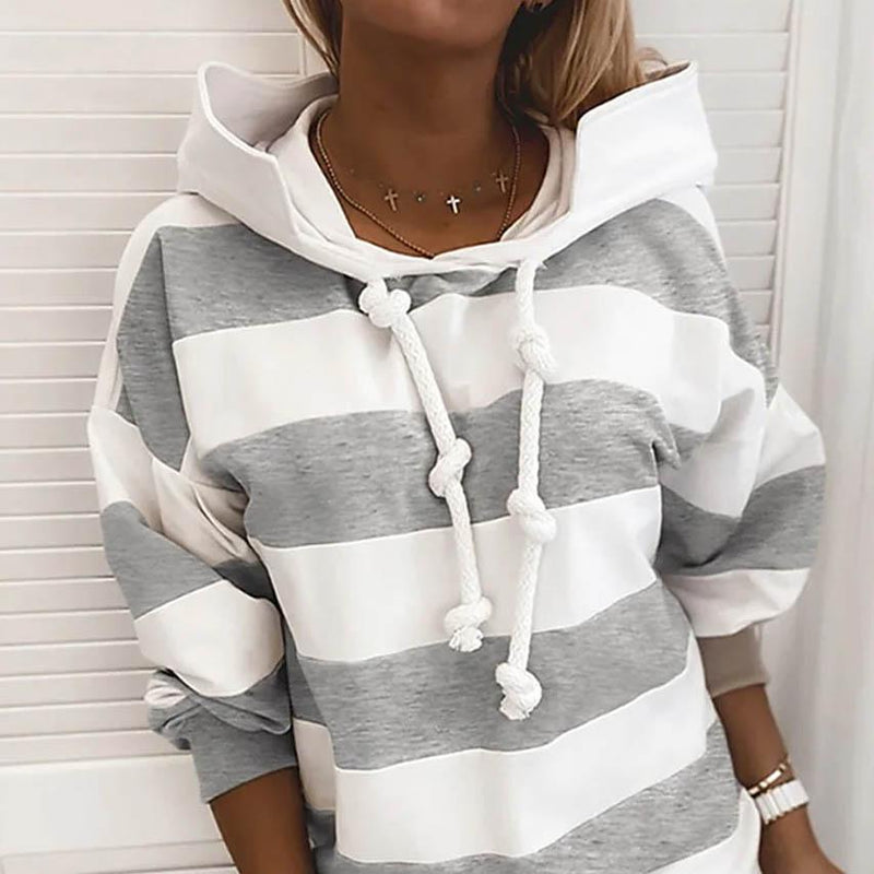 Women's Hoodie Pullover Striped Daily Basic Casual Hoodies Women's Outerwear Light Gray S - DailySale