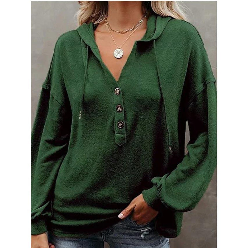 Women's Hoodie Sweatshirt Solid Color Women's Tops Army Green S - DailySale