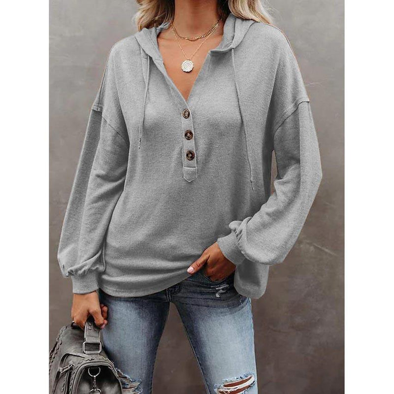 Women's Hoodie Sweatshirt Solid Color Women's Tops Gray S - DailySale