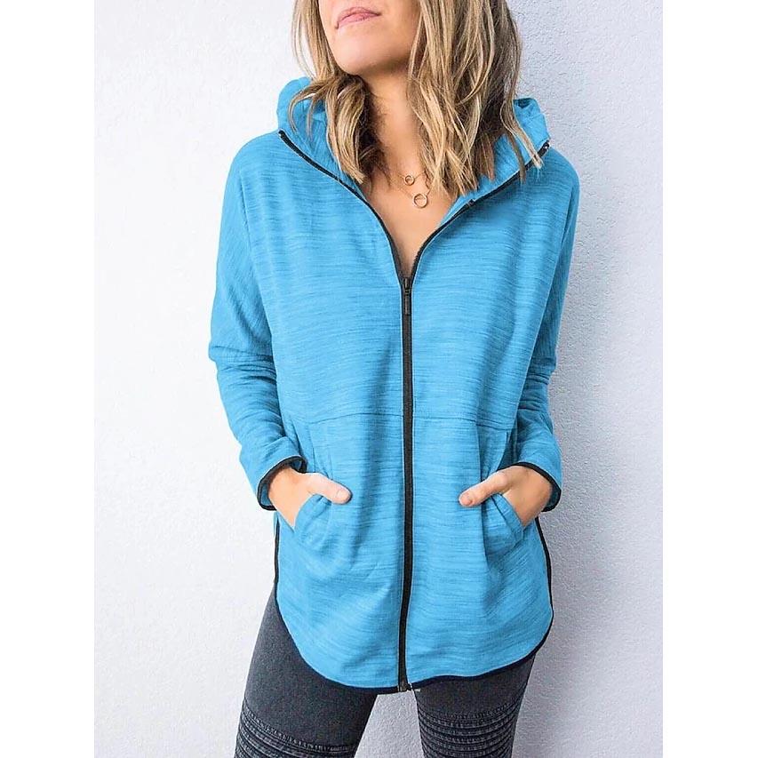 Women's Hoodie Zip Up Hoodie Sweatshirt Plain Zipper Front Women's Tops Royal Blue S - DailySale