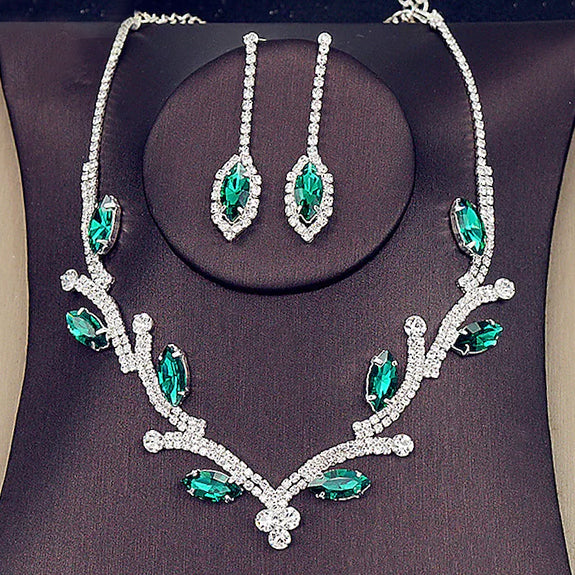 Women's Hoop Earrings and Necklace Necklaces Green - DailySale