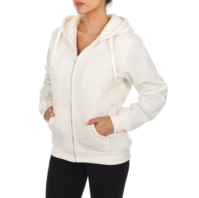 Women's Inner and Outer Sherpa Hoodie Sweatshirt Jacket