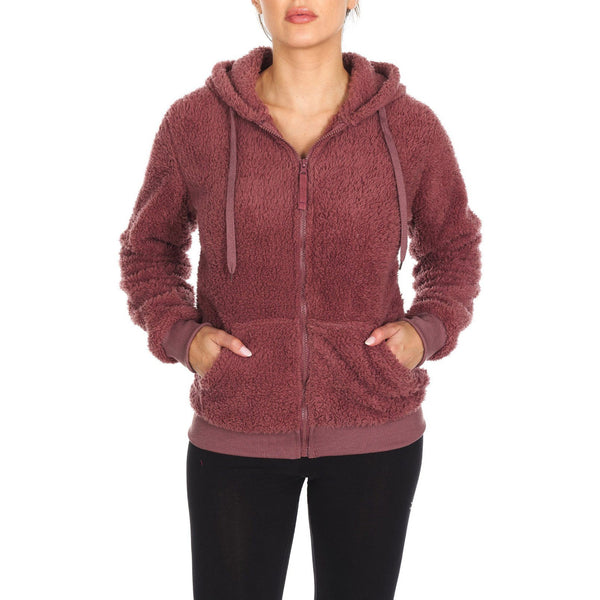 Women's Inner and Outer Sherpa Hoodie Sweatshirt Jacket Women's Clothing Rose Taupe S - DailySale