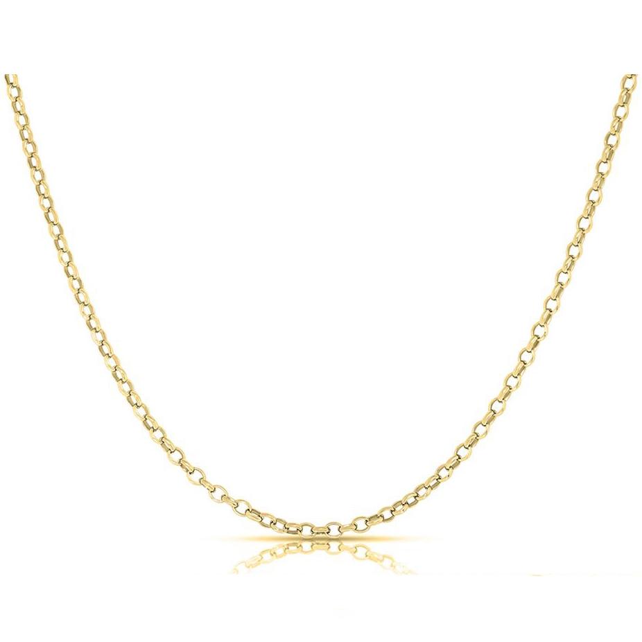 Women's Italian Rolo Link Chain in Solid Sterling Silver Jewelry Gold 16 - DailySale