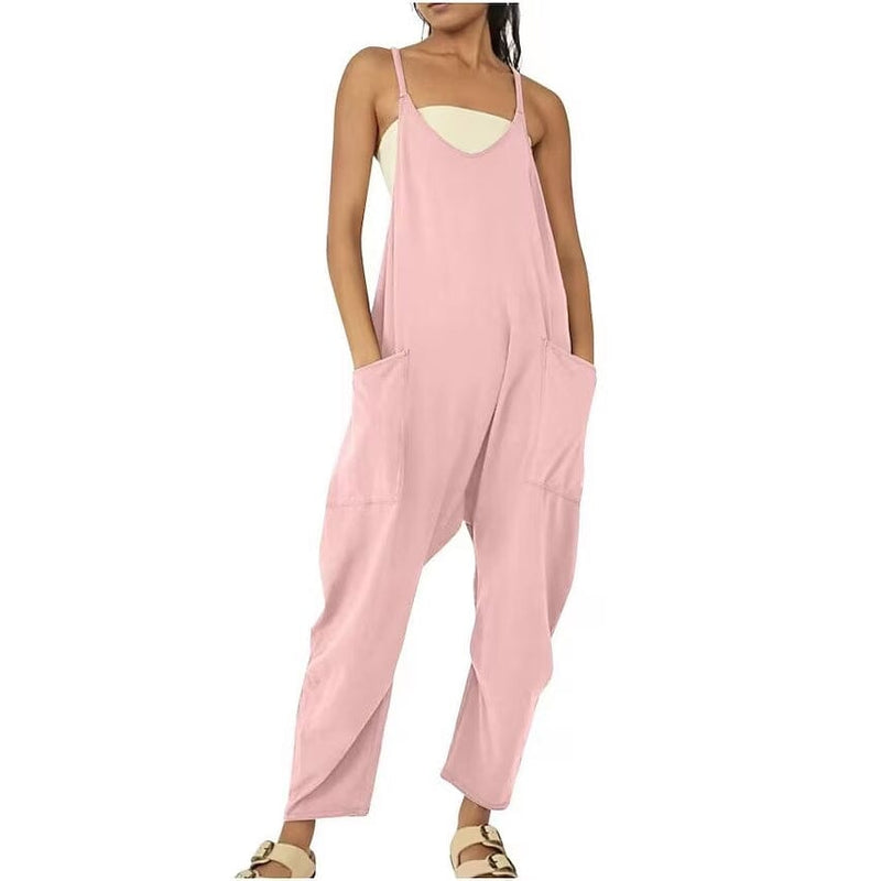 Women's Jumpsuit Maternity Solid Color V Neck Regular Fit Sleeveless Women's Tops Pink S - DailySale