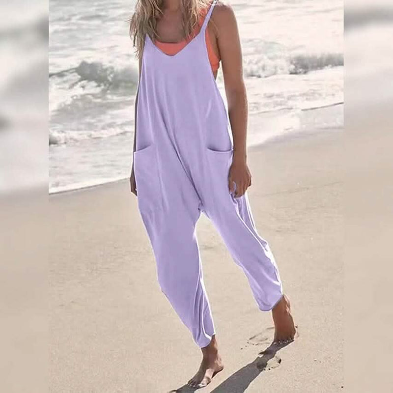 Women's Jumpsuit Maternity Solid Color V Neck Regular Fit Sleeveless Women's Tops Silver S - DailySale