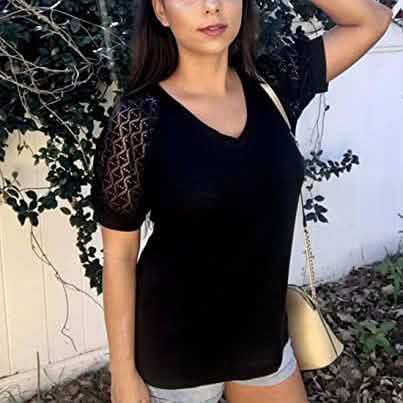 Women's Lace Short Sleeve V-Neck Top Women's Tops - DailySale