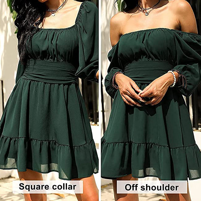 Women's Lantern Sleeve Tie Back Mini Dress Women's Dresses - DailySale