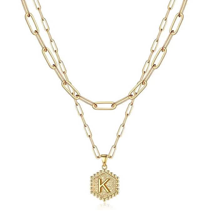 Women's Layered Initial Necklace Letter Pendant Necklaces K - DailySale