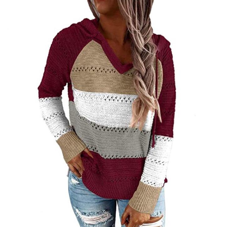 Women's Lightweight and Breathable Knit Hoodie Women's Clothing Burgundy S - DailySale