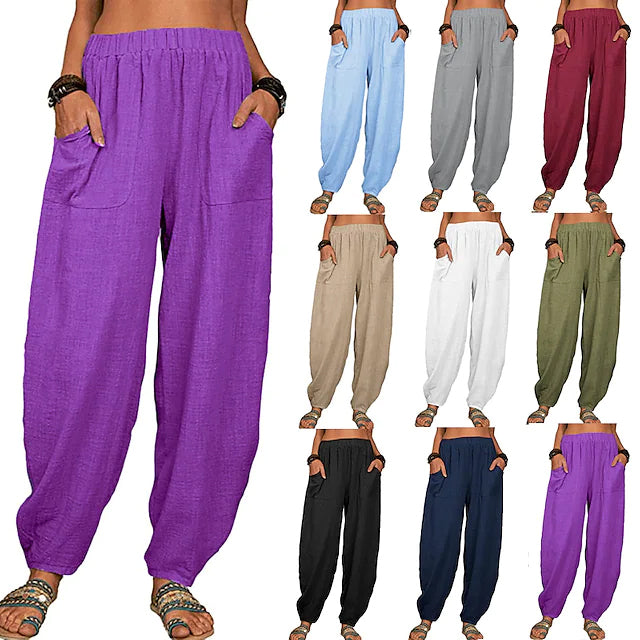 Women's Linen High Waist Wide Leg Pants Women's Bottoms - DailySale