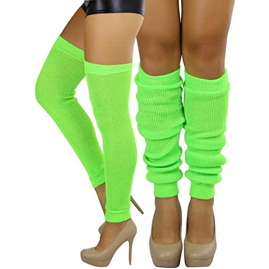 Women's Long Over The Knee Leg Warmers Bright Thigh High Women's Clothing Neon Green - DailySale