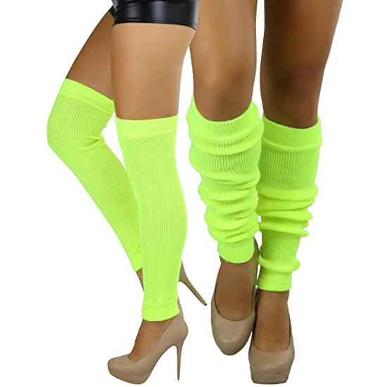 Women's Long Over The Knee Leg Warmers Bright Thigh High Women's Clothing Neon Yellow - DailySale