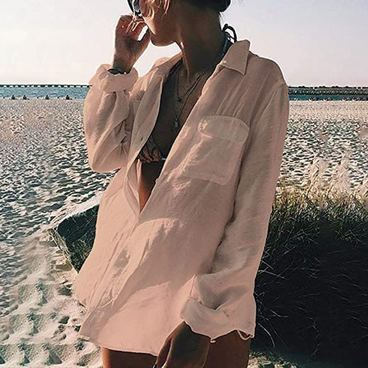 Women's Long Sleeve Beach Shirt Blouse Women's Tops - DailySale