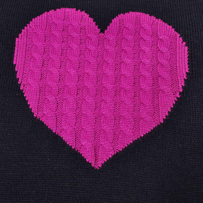 Women's Long Sleeve Crewneck Cute Heart Knitted Sweaters