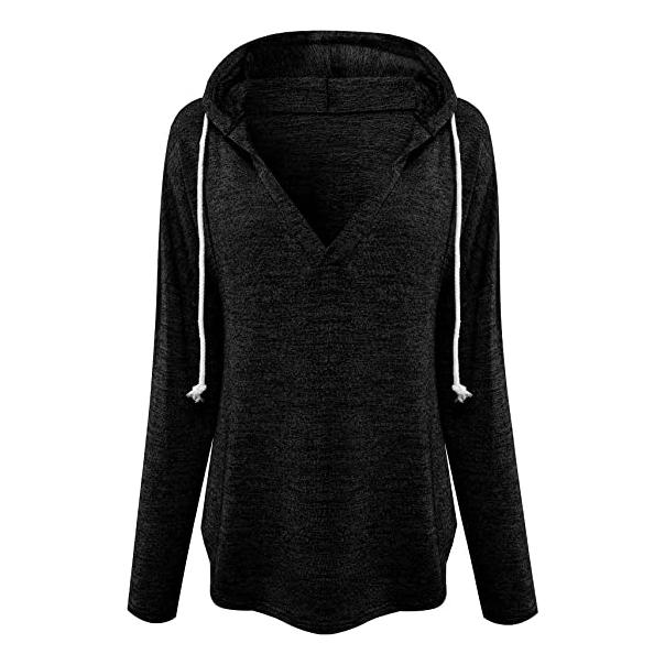 Women's Long Sleeve Deep V Neck Drawstring Sweatshirt Top Women's Tops - DailySale