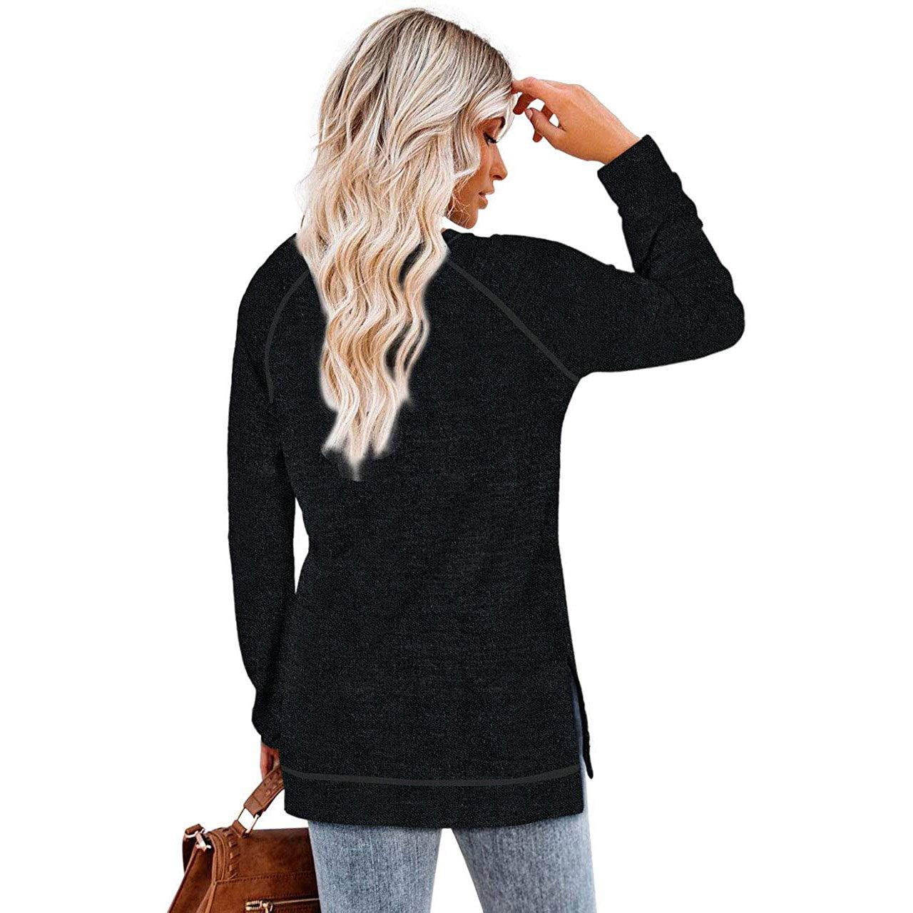 Women's Long Sleeve Loose Casual Autumn Pullover Side Slit Tunic Top Women's Clothing - DailySale