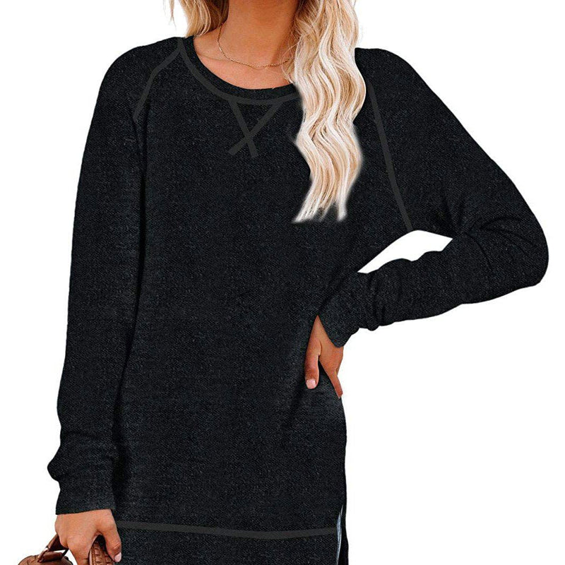 Women's Long Sleeve Loose Casual Autumn Pullover Side Slit Tunic Top Women's Clothing - DailySale