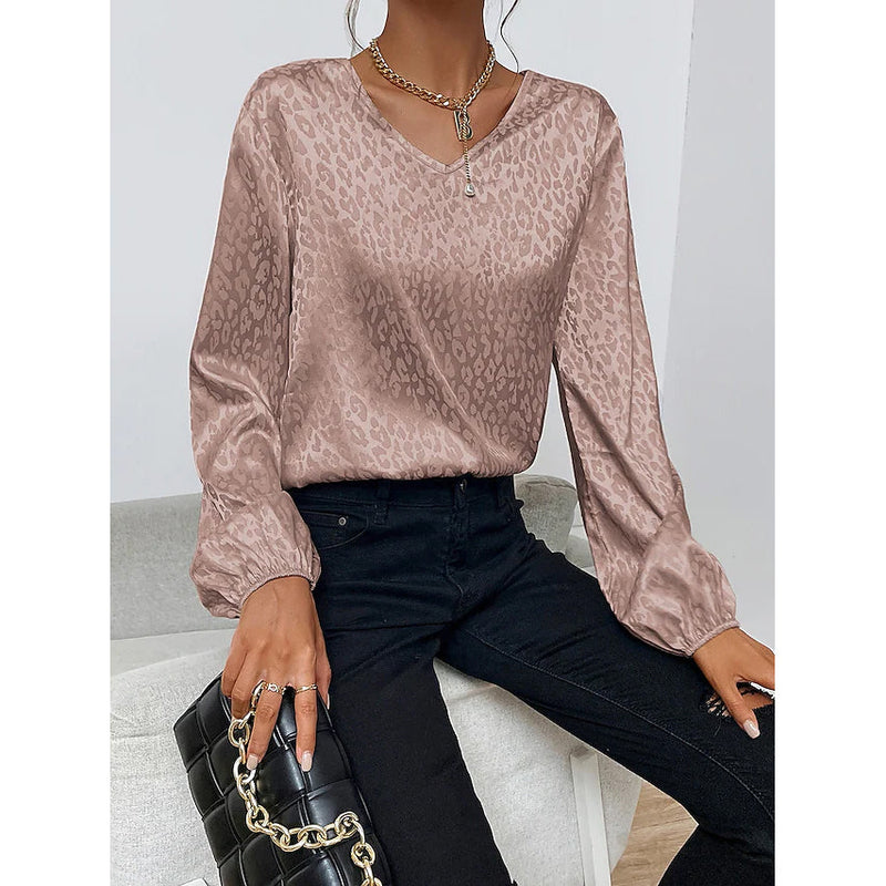 Women's Long Sleeve Printed Shirt Women's Tops Pink S - DailySale