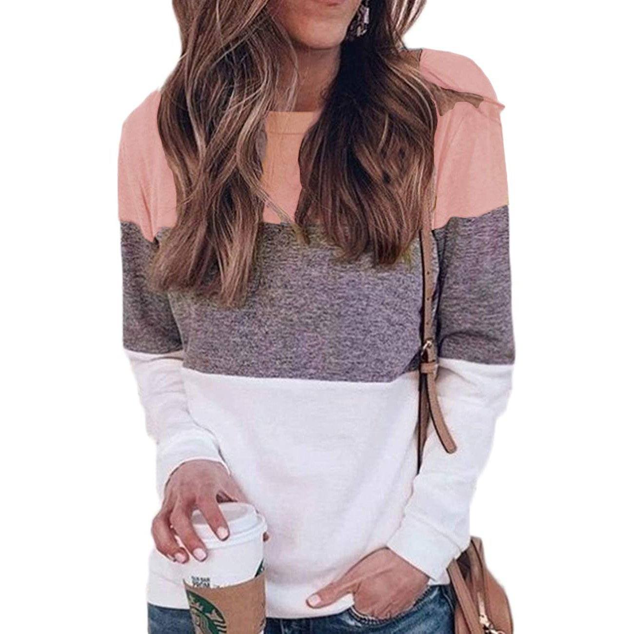 Women's Long Sleeve Pullover Tunic Women's Tops Pink S - DailySale