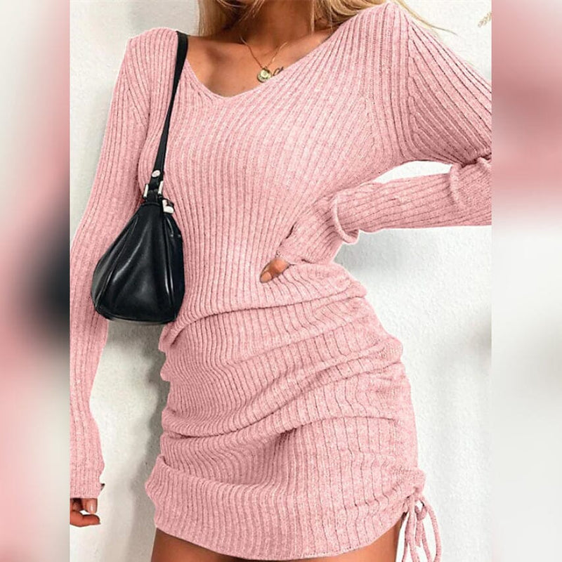 Women's Long Sleeve Sweater Dress Women's Dresses Pink S - DailySale