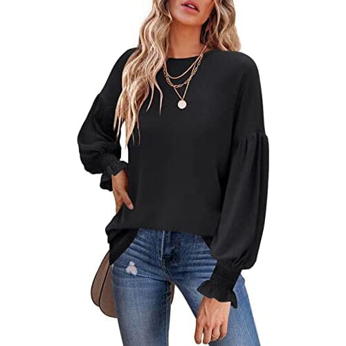 Women's Long Sleeve Top Women's Tops Black S - DailySale