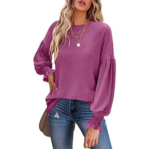 Women's Long Sleeve Top Women's Tops Fuchsia S - DailySale