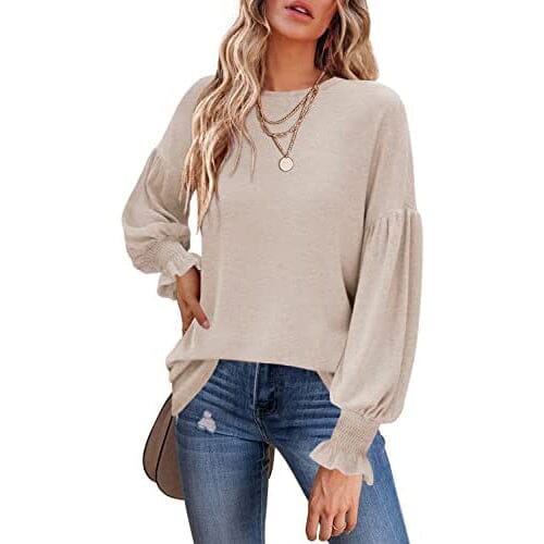 Women's Long Sleeve Top Women's Tops Oatmeal S - DailySale